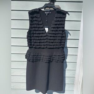 Emporio Armani Black Knit Sleeveless Ruffle Peplum dress